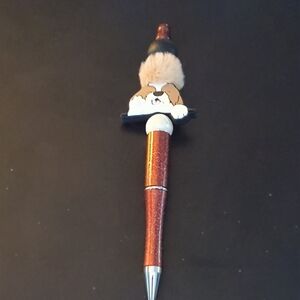 Cute Dog-Themed Pen with Brown and Silver Accents